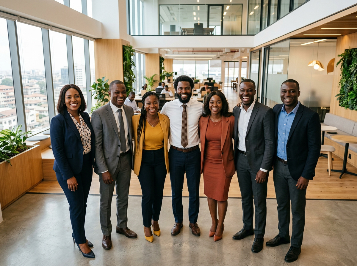 A team of people at work