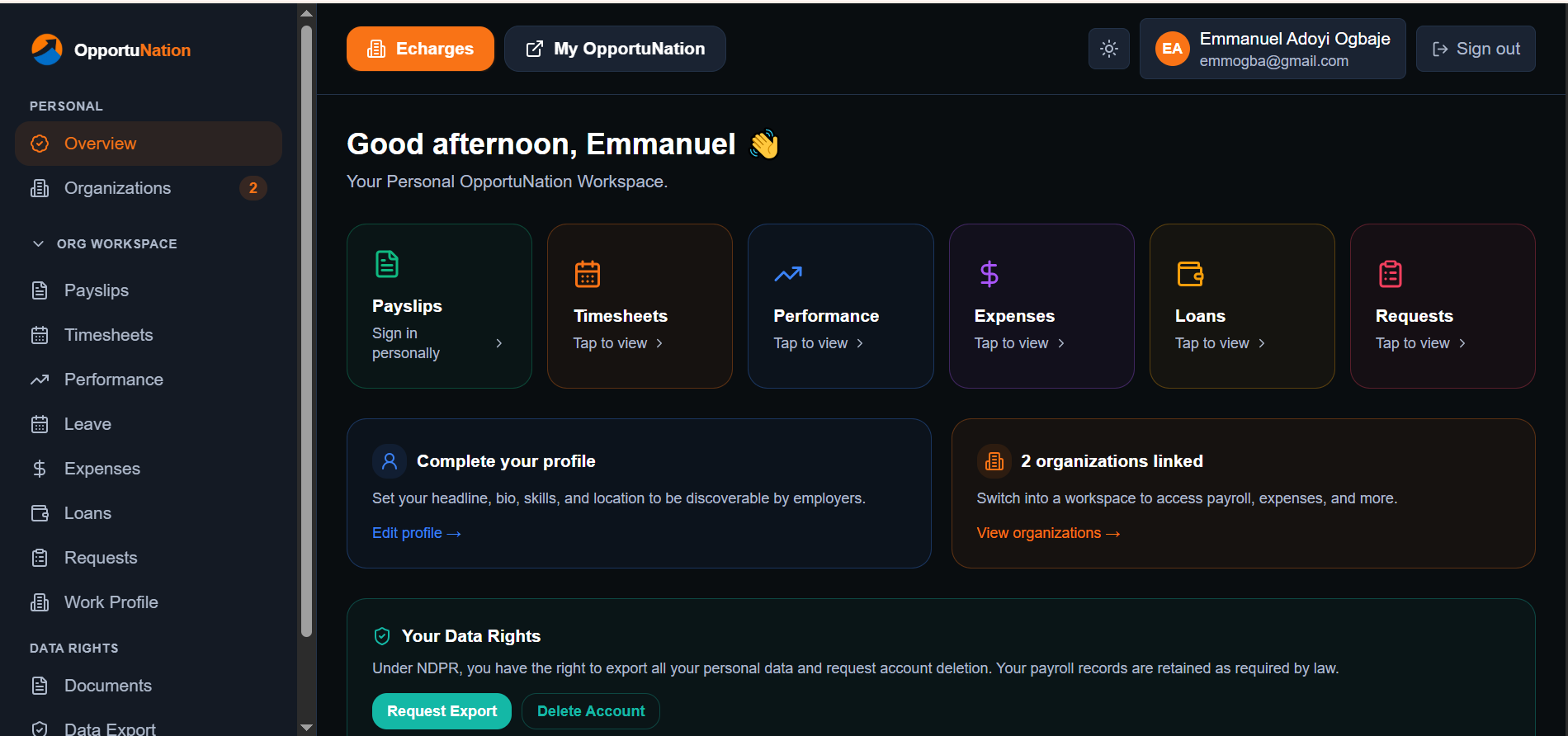 Employee Portal dashboard